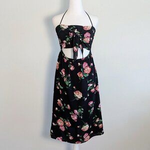 TRIXXI Women's Bandeau Style Cut Out Dress Size M  Black Floral Print